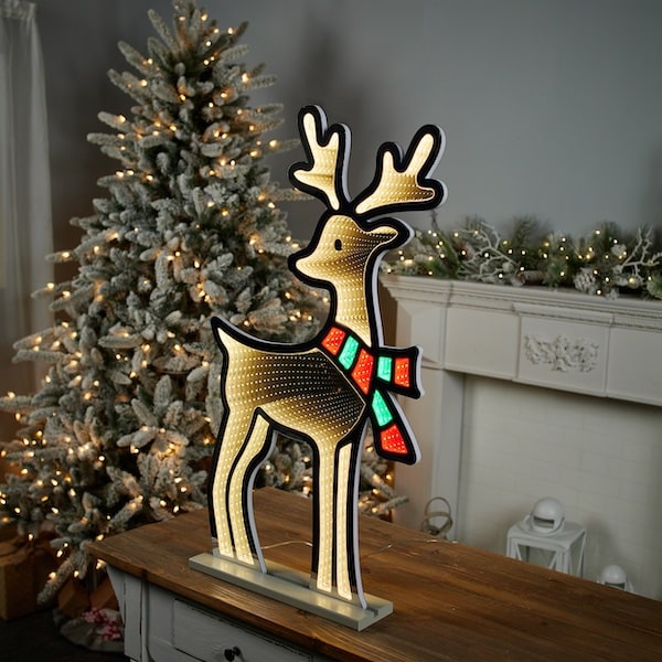 Deer with Scarf Infinity Light Lit Decor Glamour