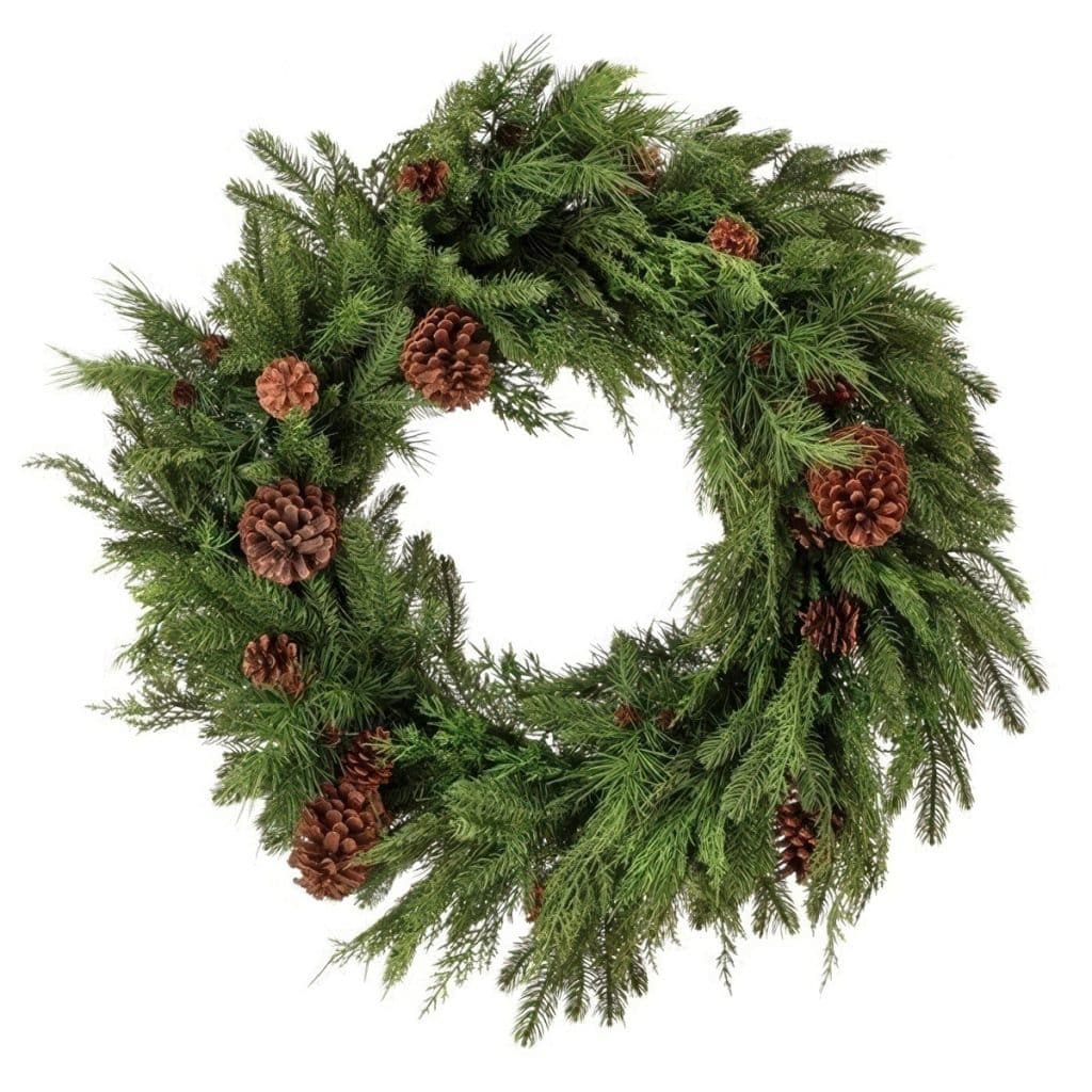 Mix Evergreen Natural Touch Wreath with Cones gigapixel