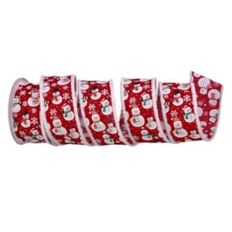 Snowman Glitter Edge Ribbon 2.50"
