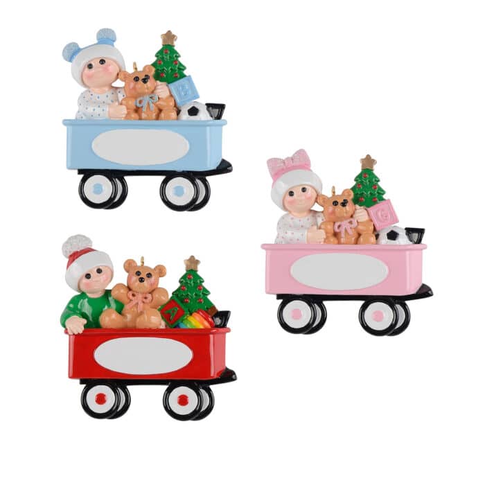 Christmas Baby Wagon Ornament Personalized