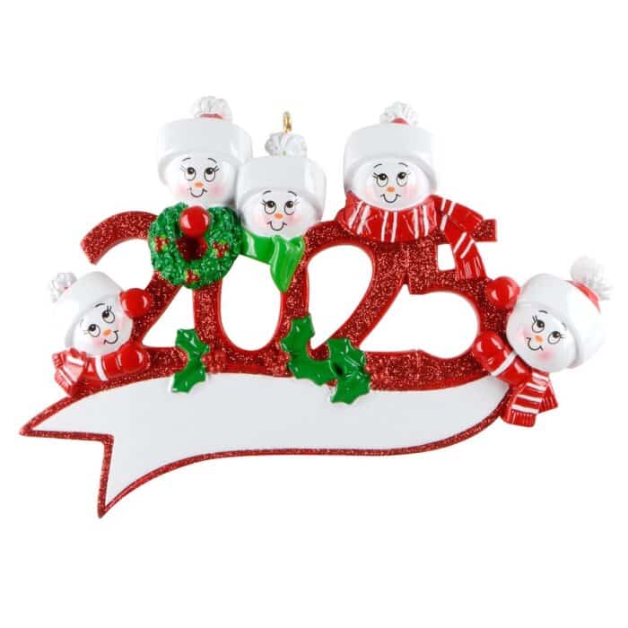 Snowman 2025 Family Ornament Personalized Five