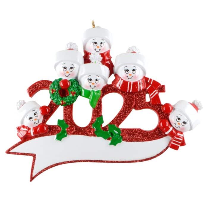 Snowman 2025 Family Ornament Personalized Six