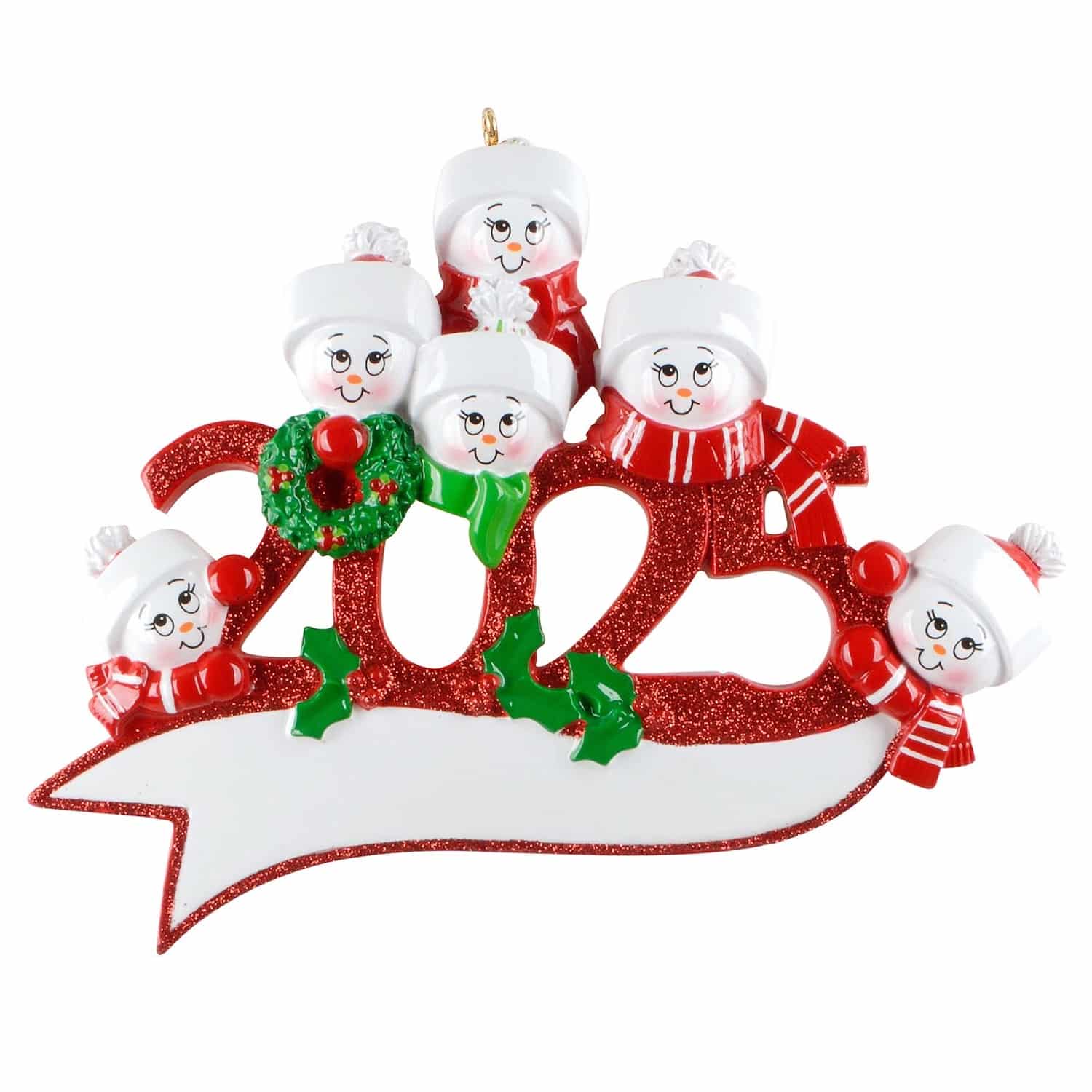 Snowman 2025 Family Ornament Personalized Six