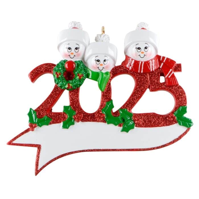 Snowman 2025 Family Ornament Personalized Three