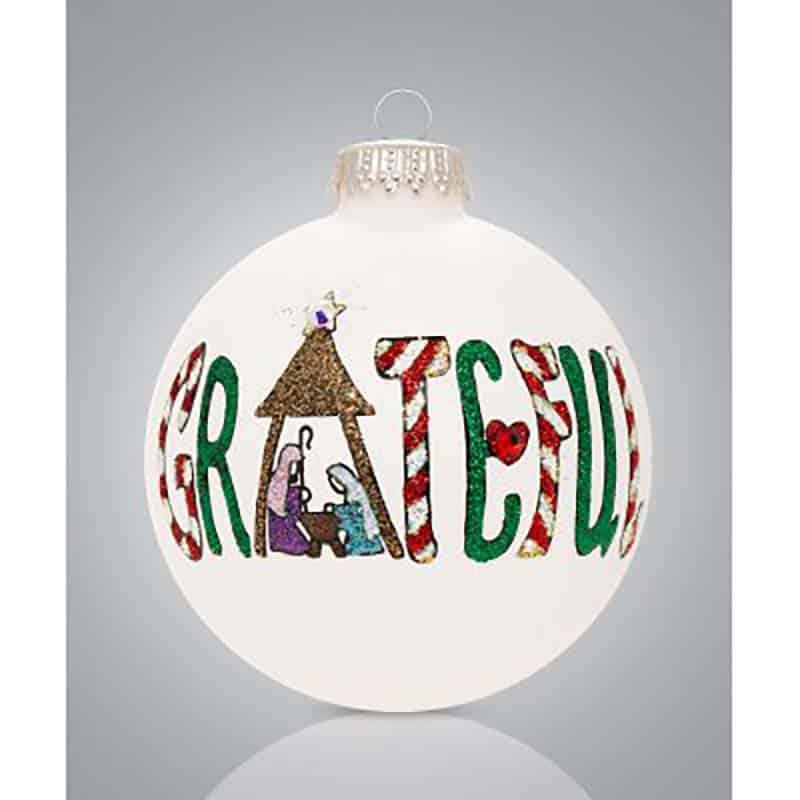 Grateful Holy Family Glass Ball Ornament