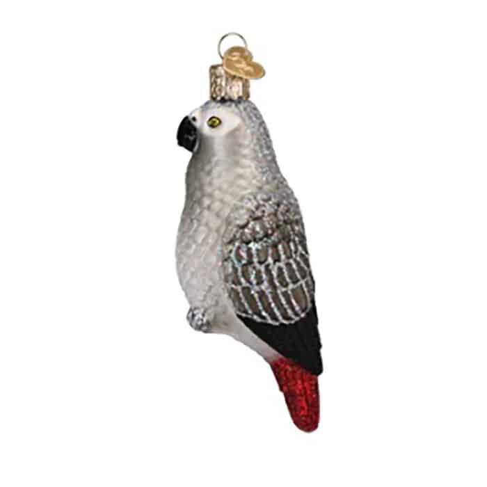 African Grey Ornament Old World Christmas Side