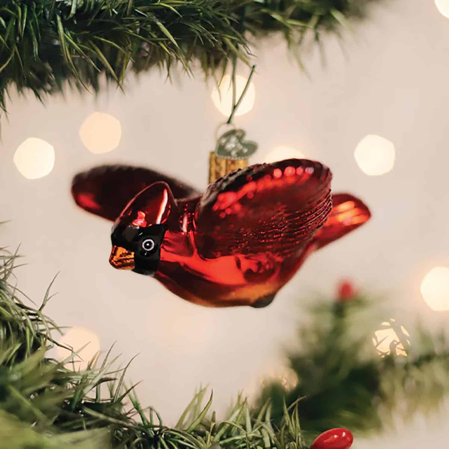 Cardinal in Flight Ornament Old World Christmas