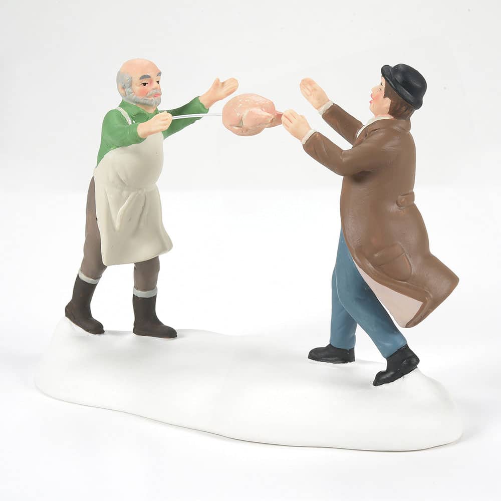 Dressed Turkey Auction Dickens Village D56 Throw Side