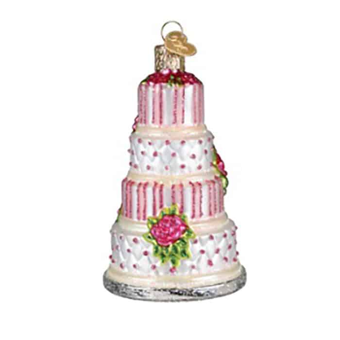 Elegant Wedding Cake Ornament Old World Christmas Side