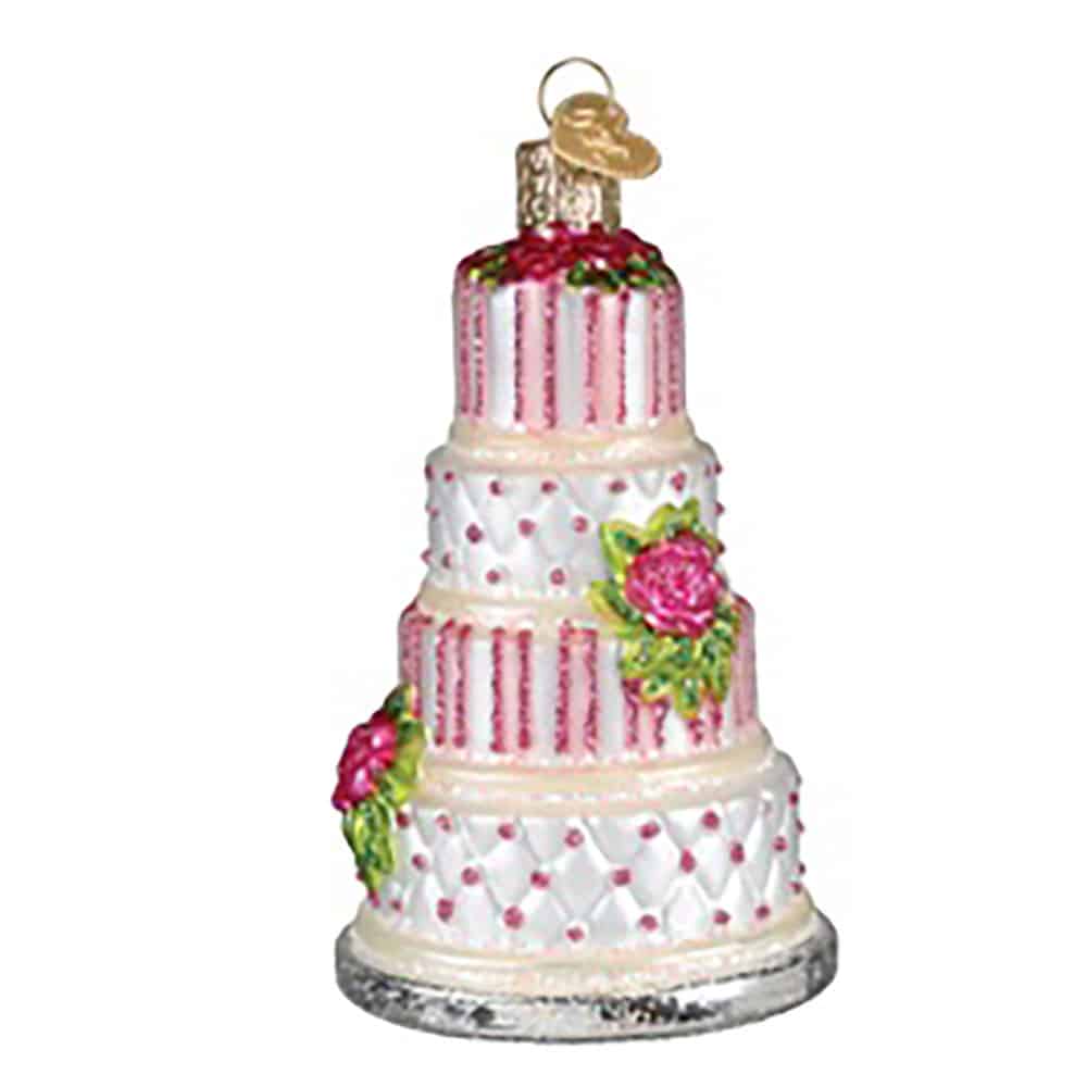 Elegant Wedding Cake Ornament Old World Christmas Back