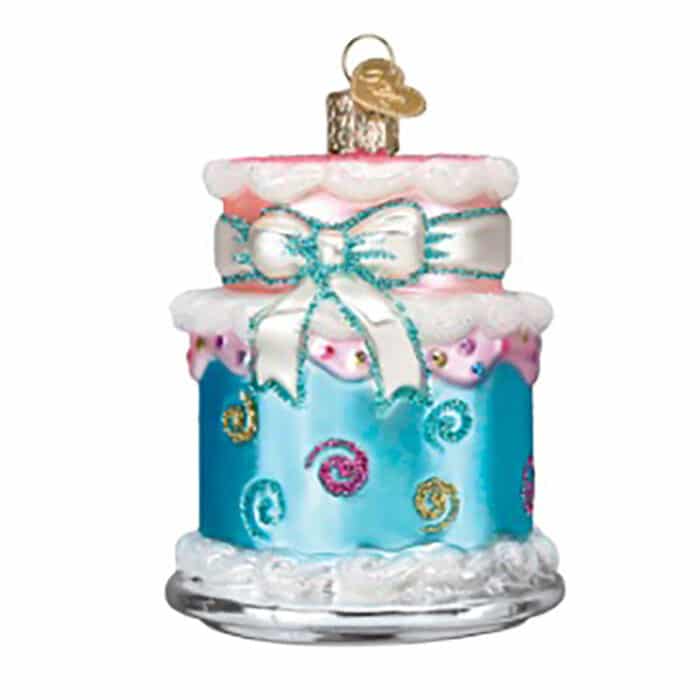 Happy Birthday Cake Ornament Old World Christmas Back