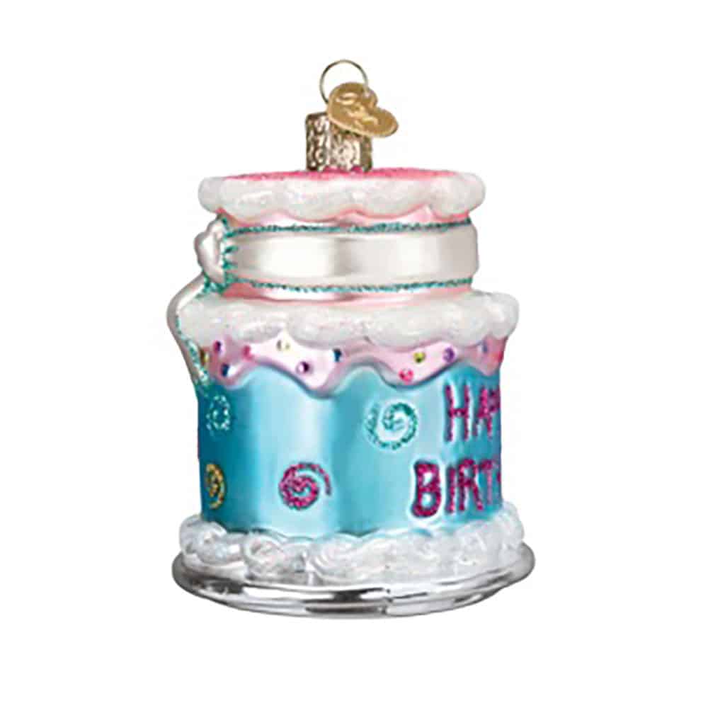Happy Birthday Cake Ornament Old World Christmas Side