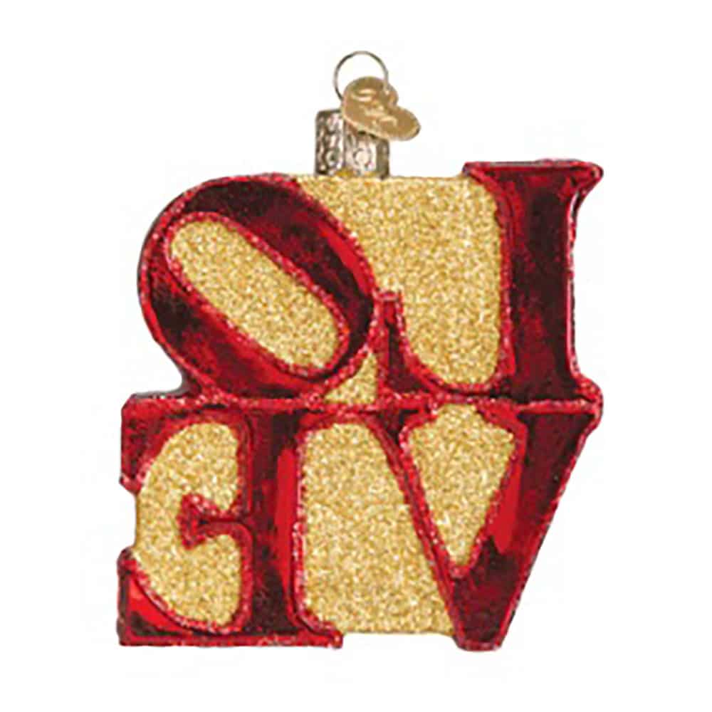 Love Block Ornament Old World Christmas Back