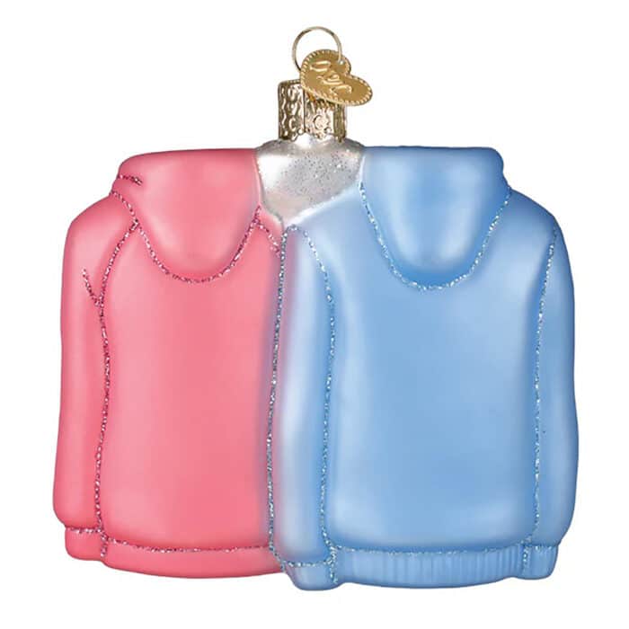 Mr and Mrs Right Hoodie Ornament Old World Christmas Back