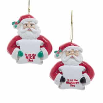 Naughty Or Nice List Santa Ornament