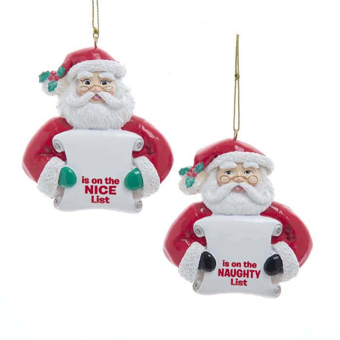 Naughty or Nice List Santa Ornament