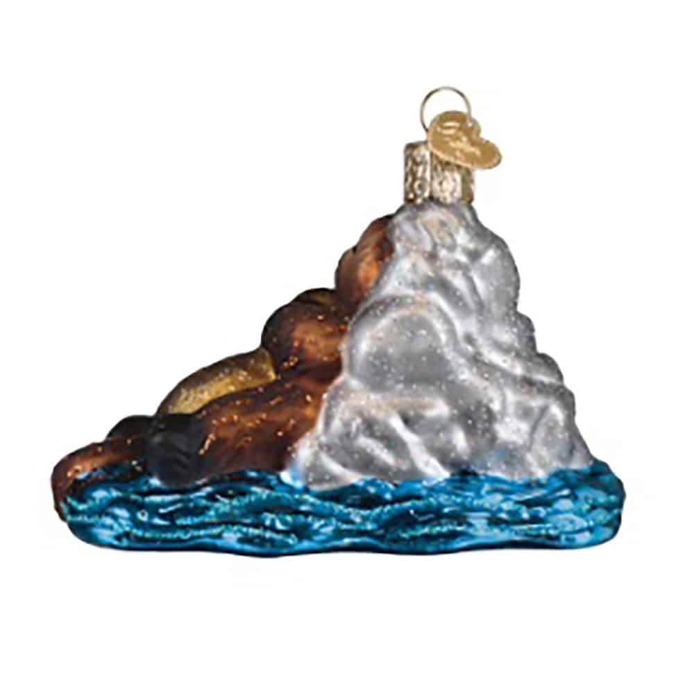 Otter with Pup Ornament Old World Christmas Back
