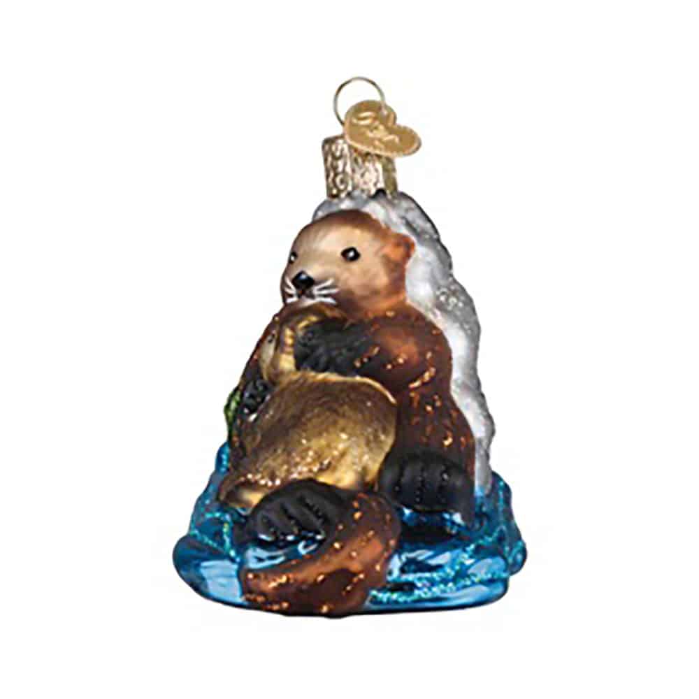 Otter with Pup Ornament Old World Christmas Front