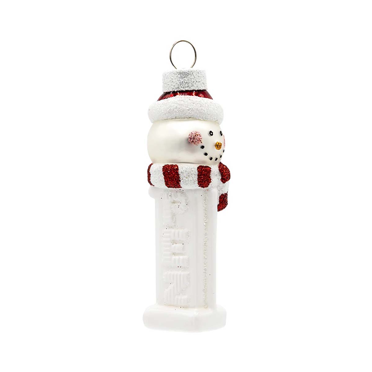Snowman Mini Pez Ornament Side