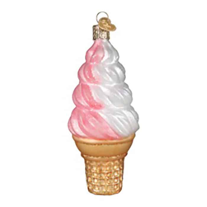 Strawberry Swirl Soft Serve Ornament Old World Christmas Side