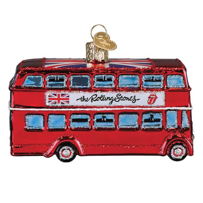 the Rolling Stones British Bus Ornament Old World Christmas Back