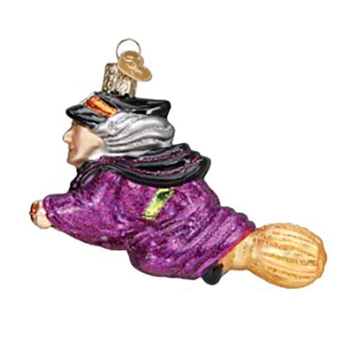 Witch on Broomstick Ornament Old World Christmas Side