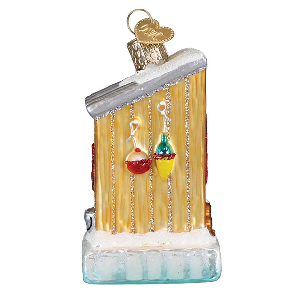 Ice Fishing Shanty Ornament Old World Christmas Side
