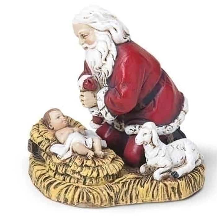 Kneeling Santa with Baby Jesus Ornament