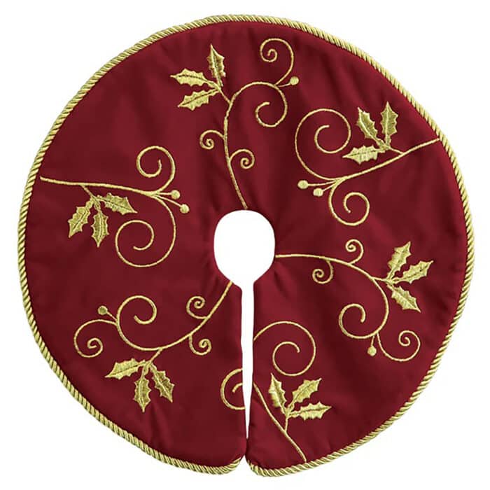 Mini Gold Holly Leaf Tree Skirt Old World Christmas