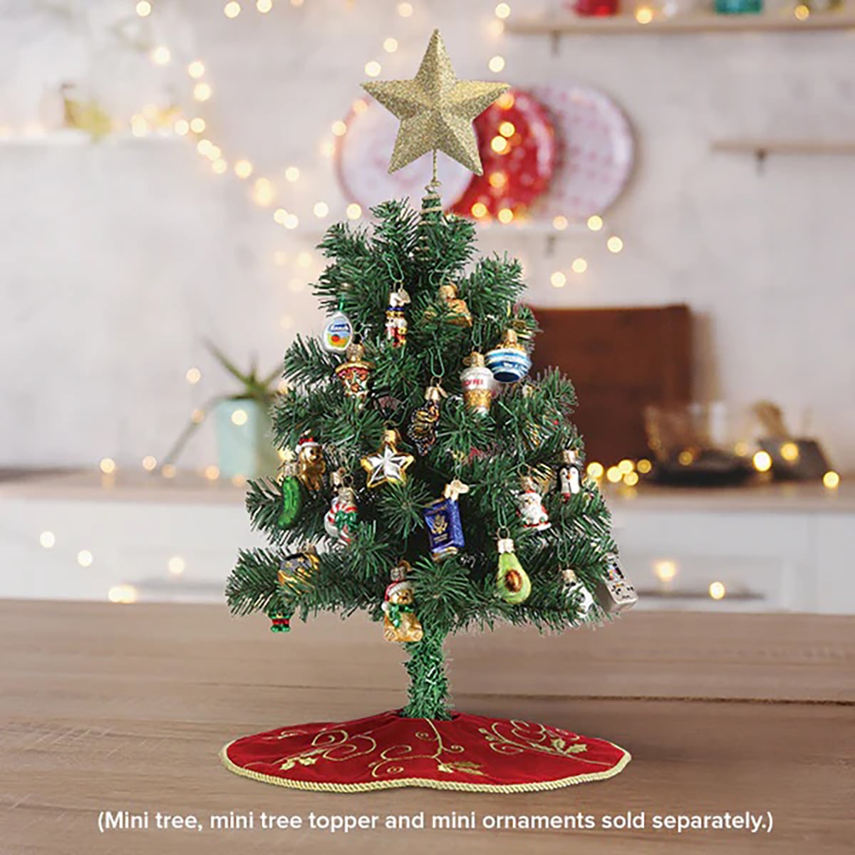 Mini Gold Holly Leaf Tree Skirt Old World Christmas Glamour
