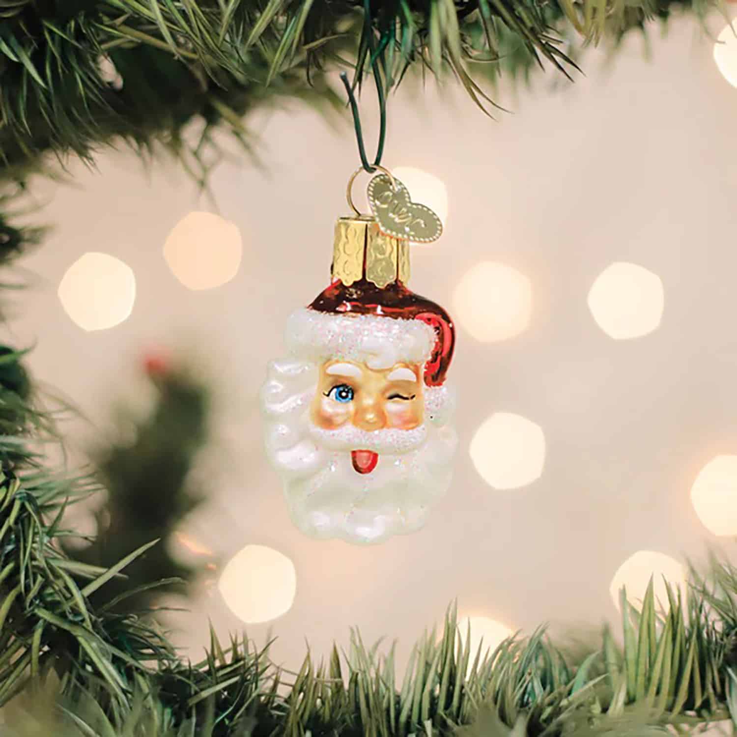 Mini Winking Santa Ornament Old World Christmas