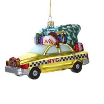 N Y C Checker Taxi With Tree Ornament