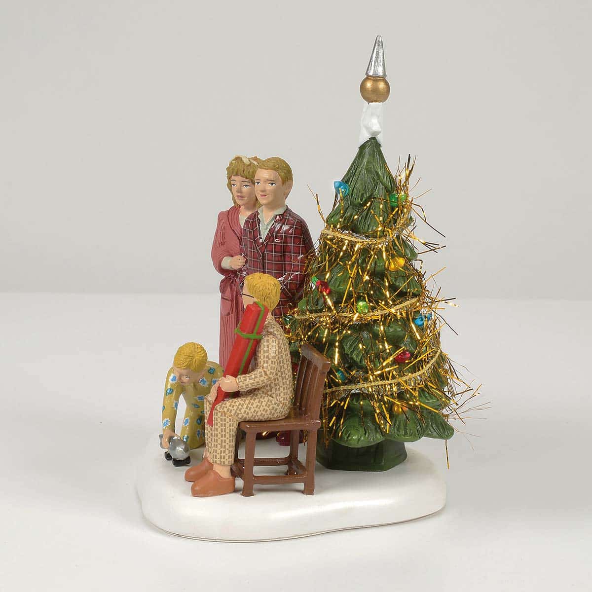 the Family Opens Their Gifts a Christmas Story Village Dept 56 Side