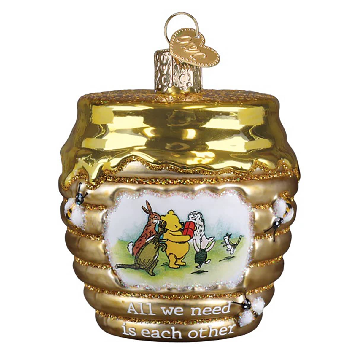 Winnie and Friends Honey Pot Ornament Old World Christmas Front