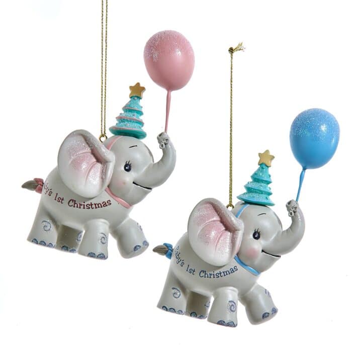 Babys First Elephant Balloon Ornament