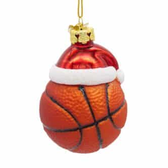 Basketball With Santa Hat Ornament