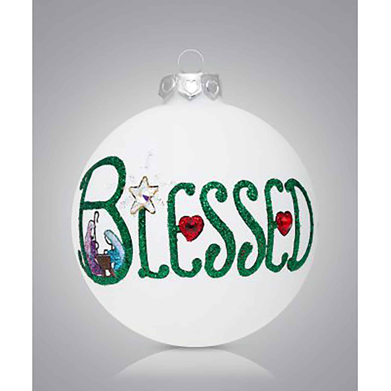 Blessed Holy Family Glass Ball Ornament Personalized