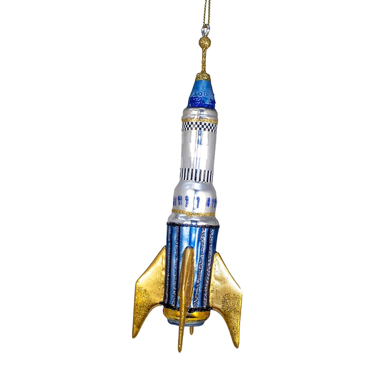 Blue and Gold Rocket Ornament