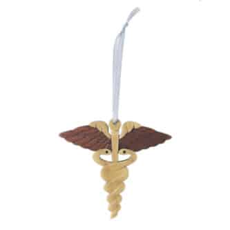 Caduceus Intarsia Wooden Ornament