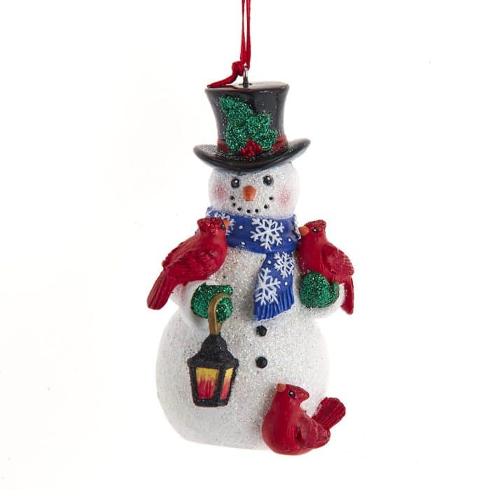 Cardinal and Lantern Snowman Ornament
