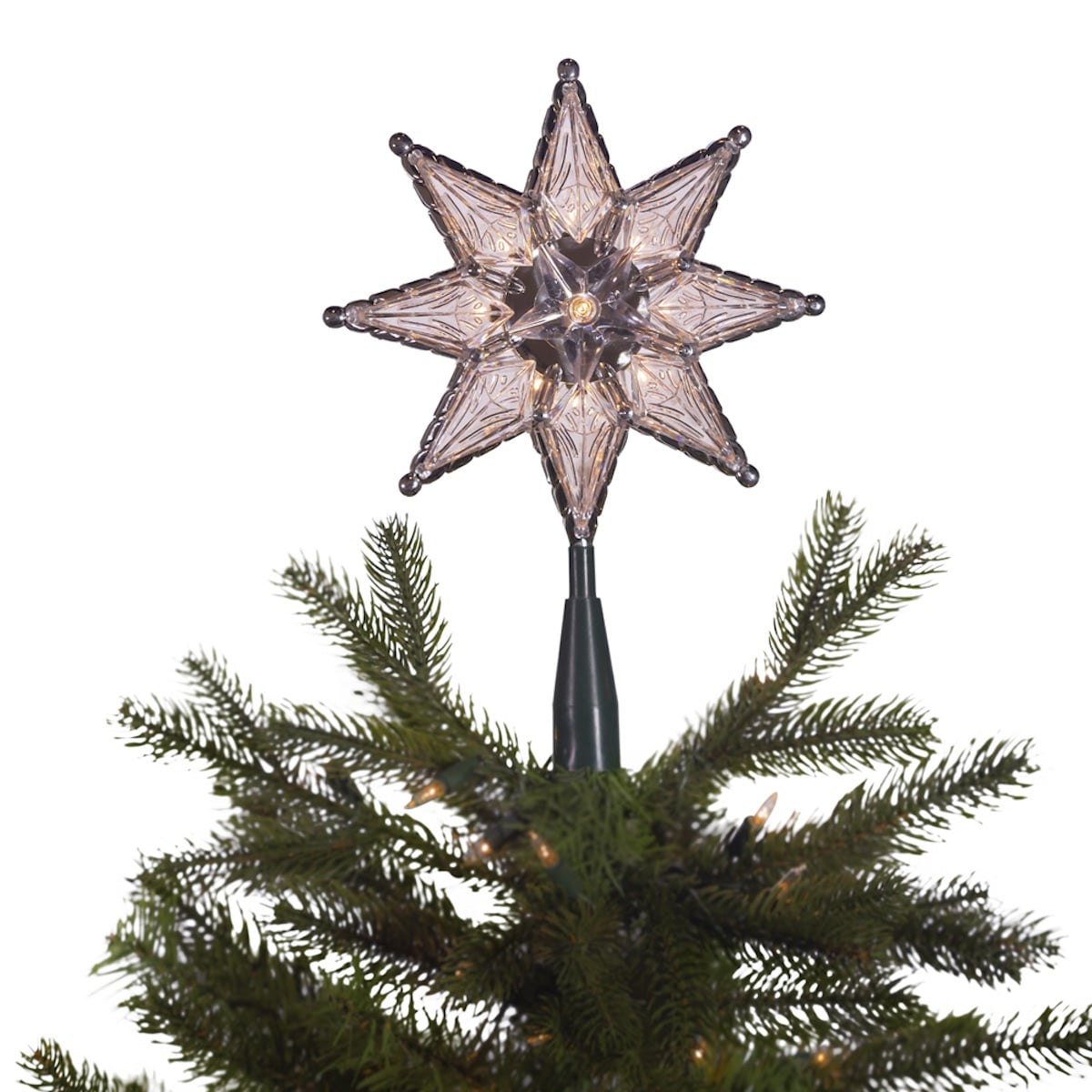 Clear Faceted Star Tree Topper Glam