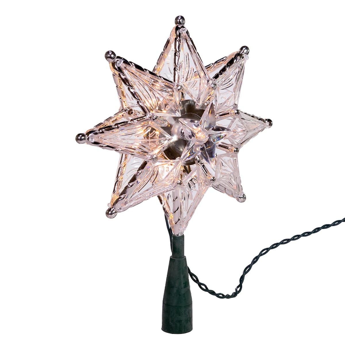 Clear Faceted Star Tree Topper Quarter Turn