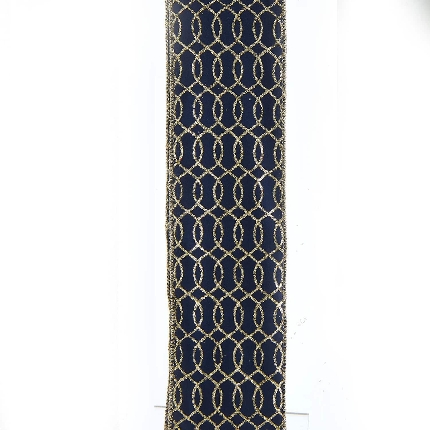 Dark Blue Gold Glitter Ribbon 25