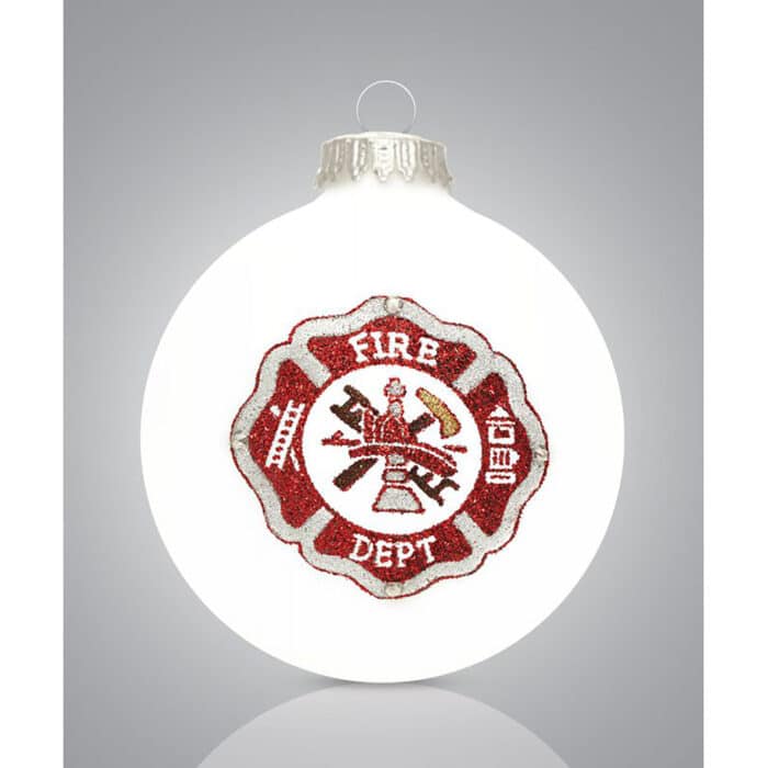 Firefighter Badge Glass Ball Ornament Personalized