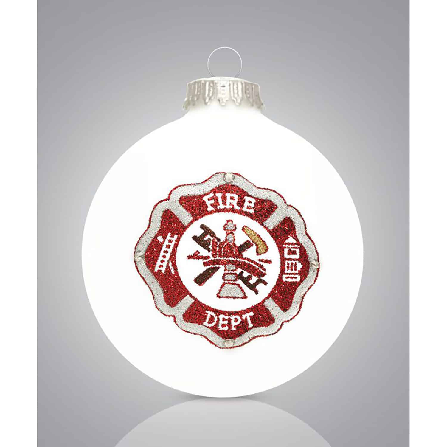 Firefighter Badge Glass Ball Ornament Personalized