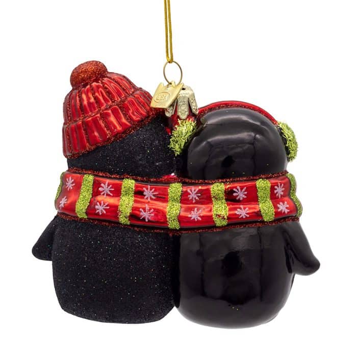 Frosty Penguin Couple Ornament Back