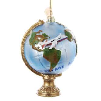 Globe With Airplane Ornament