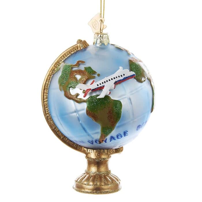 Globe with Airplane Ornament