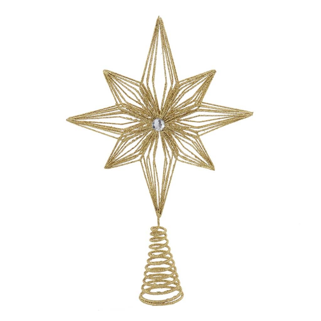 Gold Glittered Star Six Point Topper