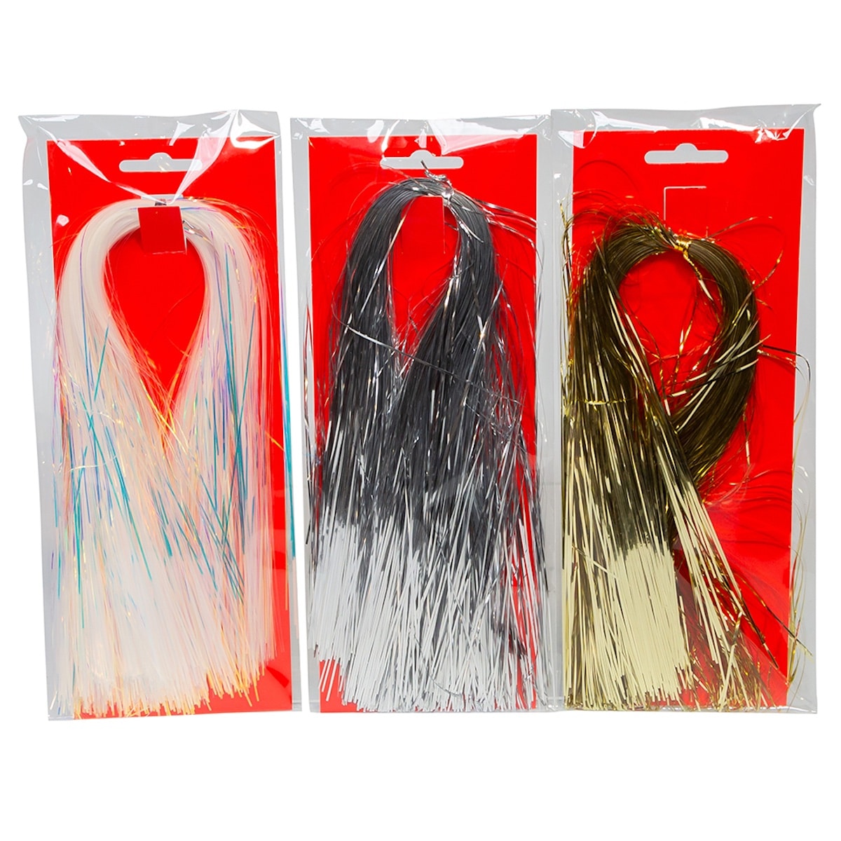 Gold or Silver or Iridescent Tinsel Strips Package